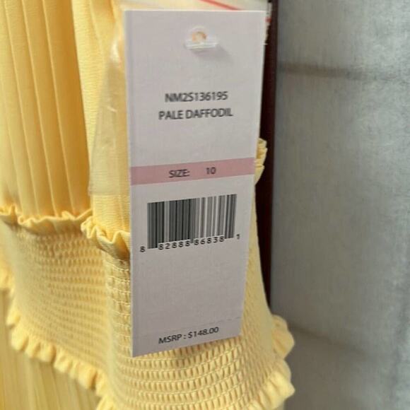 NWT NANETTE LEOPORE PALE DAFFODIL PLEATED SMOCK NECK DRESS SIZE 10 - Picture 5 of 9